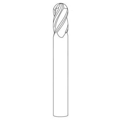 D5.0 x 7.5FL x 50OAL x 6SHK Ball nose endmills for HRC 65 materials