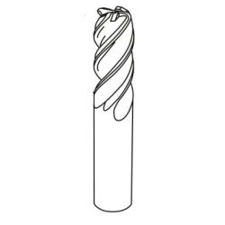 Ball nose endmill with corner radius variable helix depending on component material