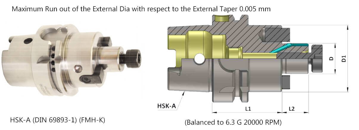 HSK-A 63 FMH-K32 100 Face Mill Holder-Through Coolant (Balanced to G 6.3 20000 RPM) (DIN 6357)